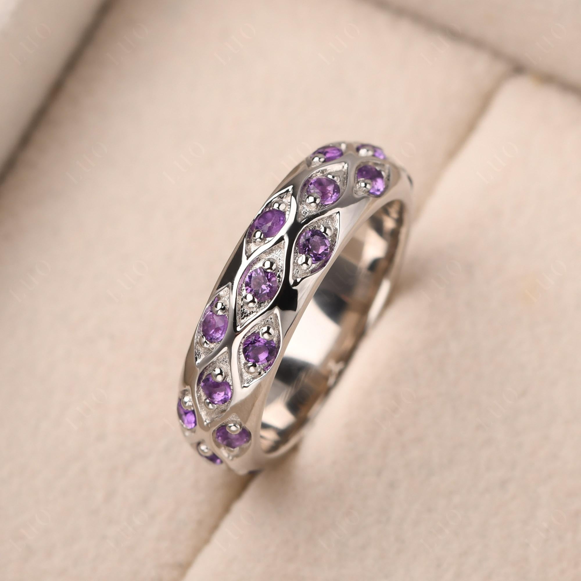 Amethyst Wide Band Eternity Ring - LUO Jewelry