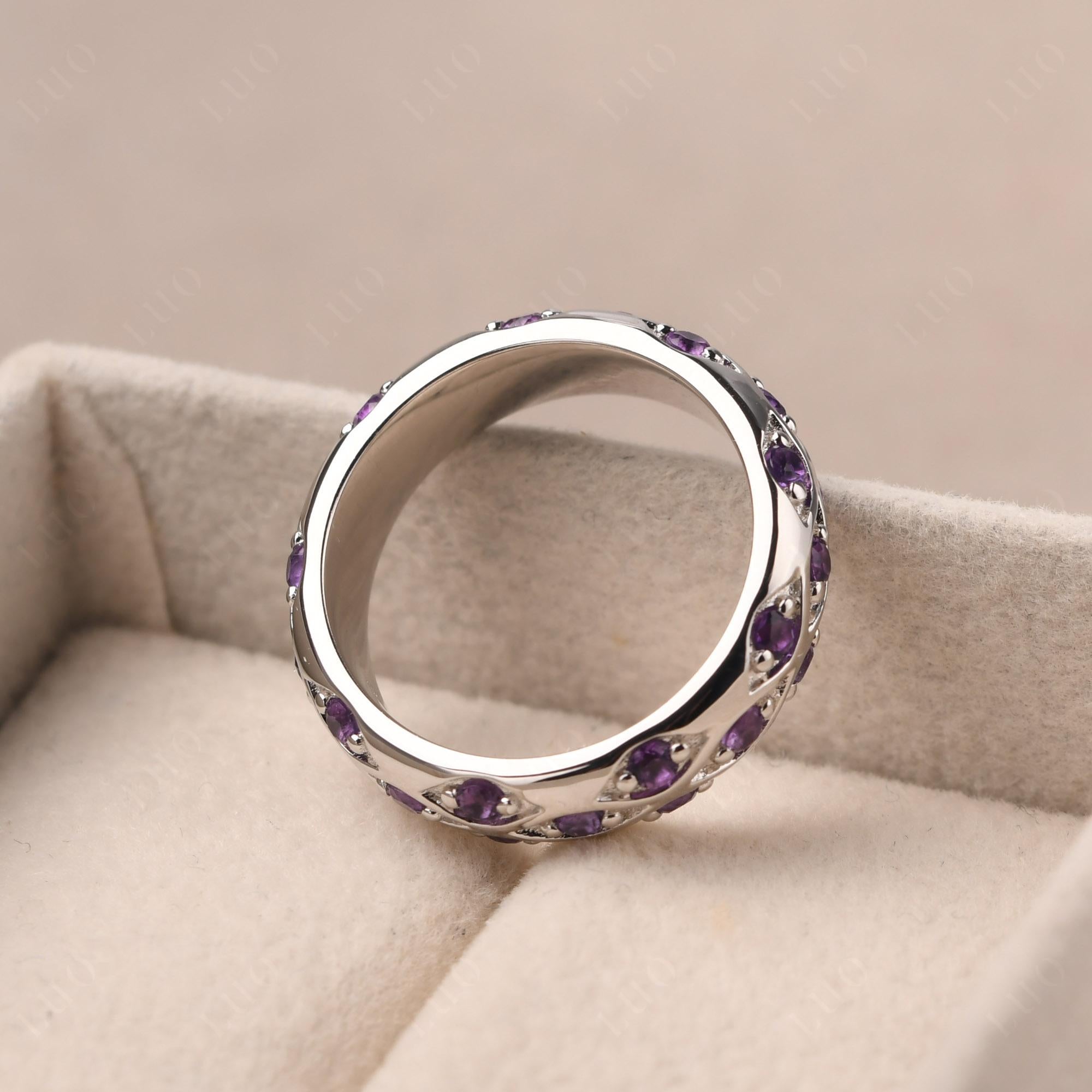 Amethyst Wide Band Eternity Ring - LUO Jewelry