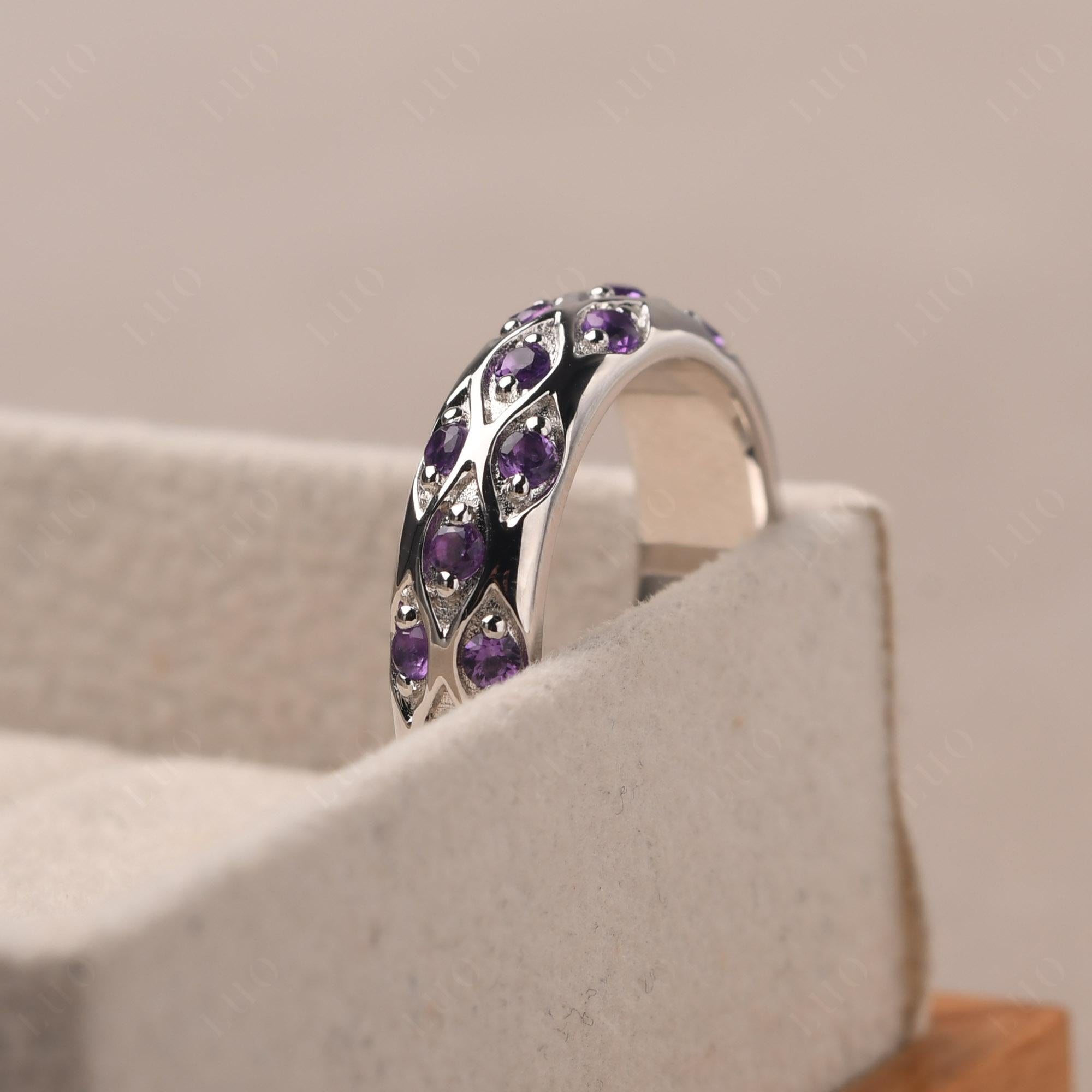 Amethyst Wide Band Eternity Ring - LUO Jewelry