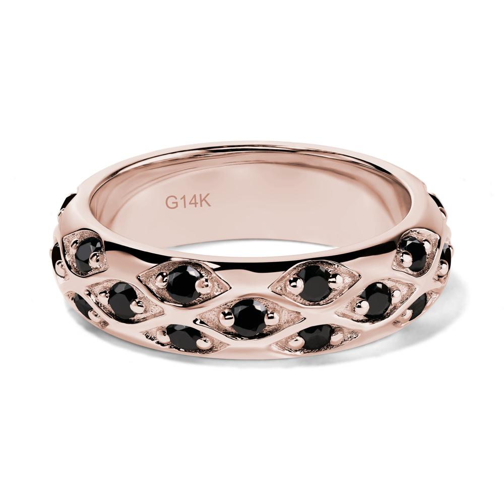 Black Stone Wide Band Eternity Ring - LUO Jewelry #metal_14k rose gold