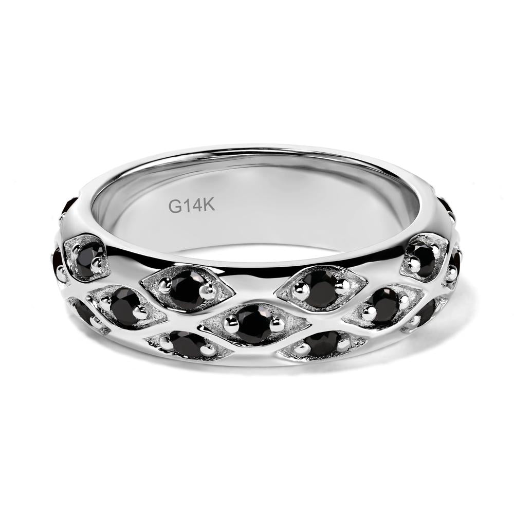 Black Stone Wide Band Eternity Ring - LUO Jewelry #metal_14k white gold