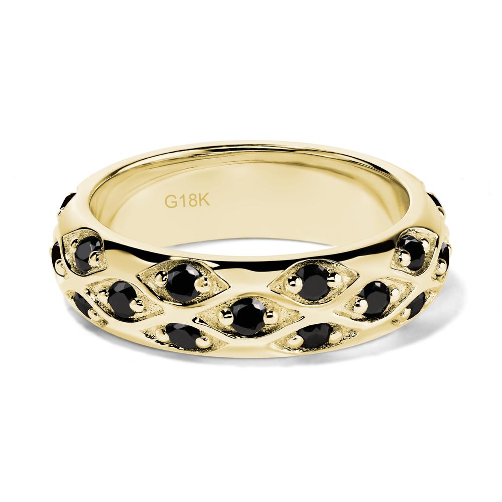 Black Stone Wide Band Eternity Ring - LUO Jewelry #metal_18k yellow gold