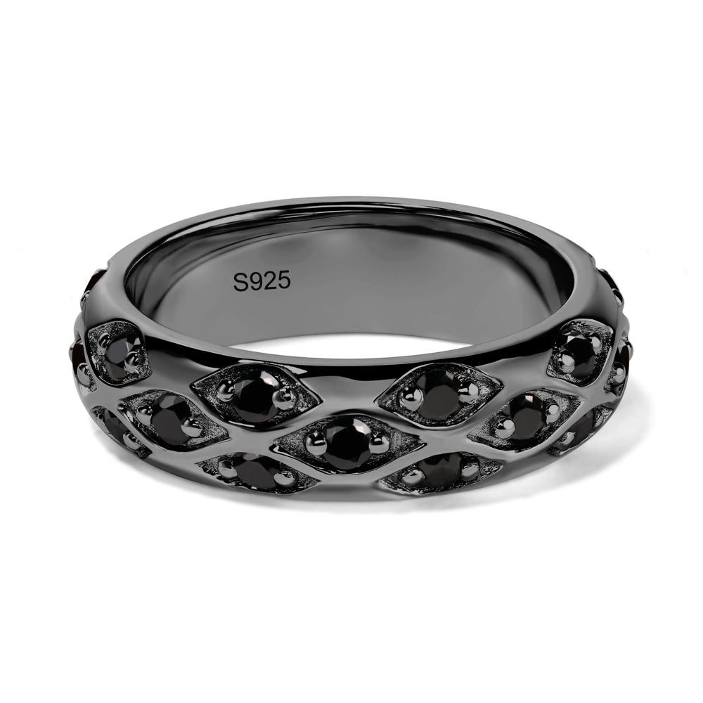 Black Stone Wide Band Eternity Ring - LUO Jewelry #metal_black finish sterling silver