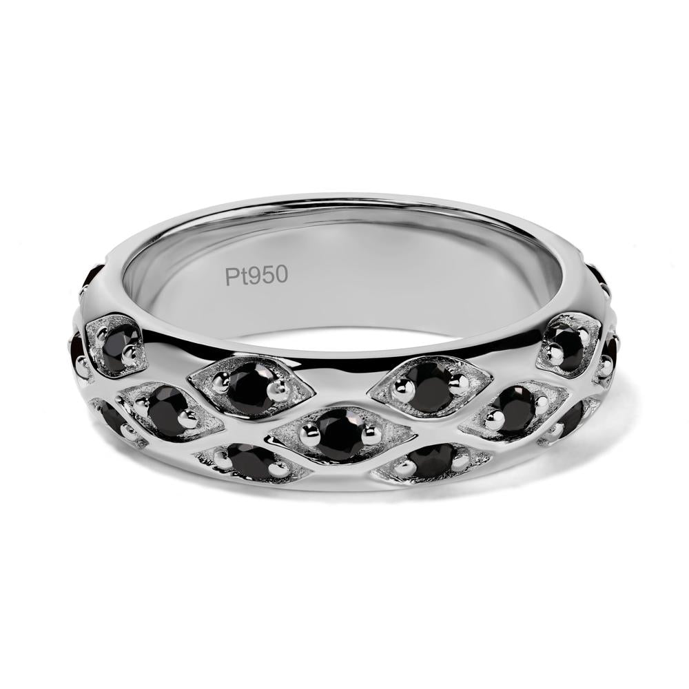 Black Stone Wide Band Eternity Ring - LUO Jewelry #metal_platinum