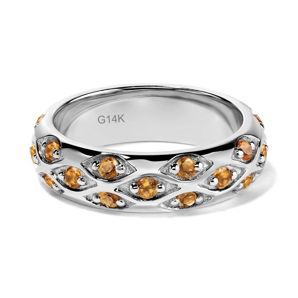 Citrine Wide Band Eternity Ring - LUO Jewelry #metal_14k white gold