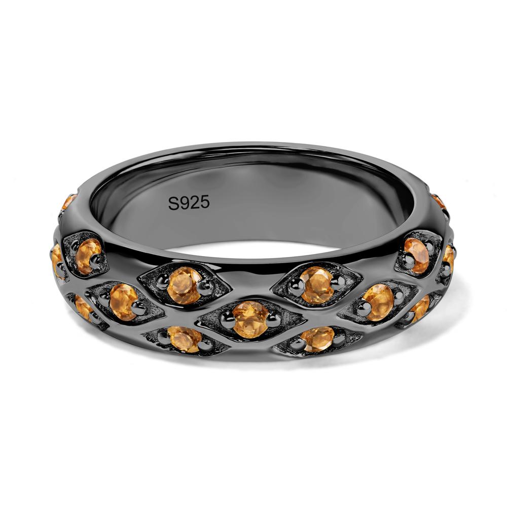 Citrine Wide Band Eternity Ring - LUO Jewelry #metal_black finish sterling silver