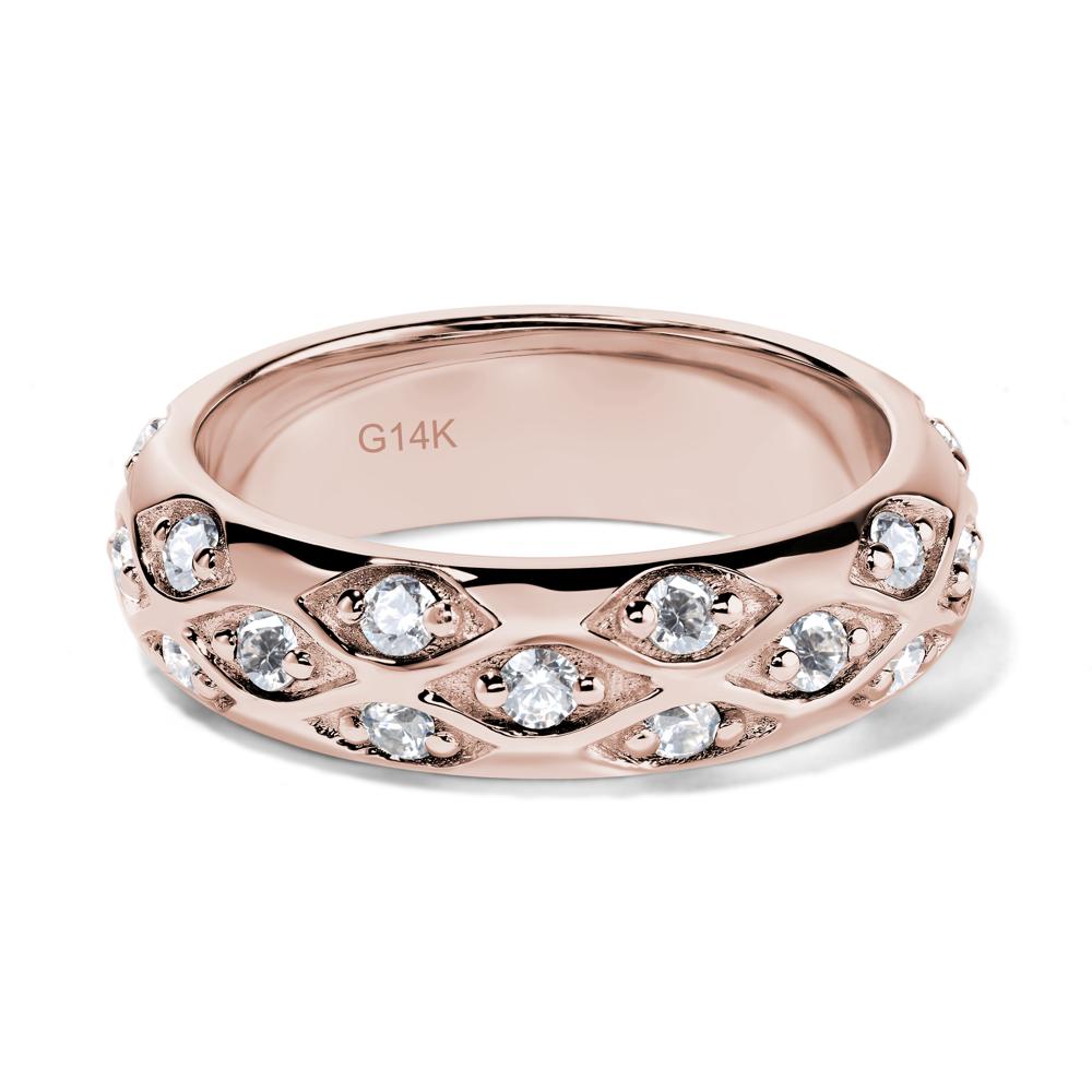 Cubic Zirconia Wide Band Eternity Ring - LUO Jewelry #metal_14k rose gold