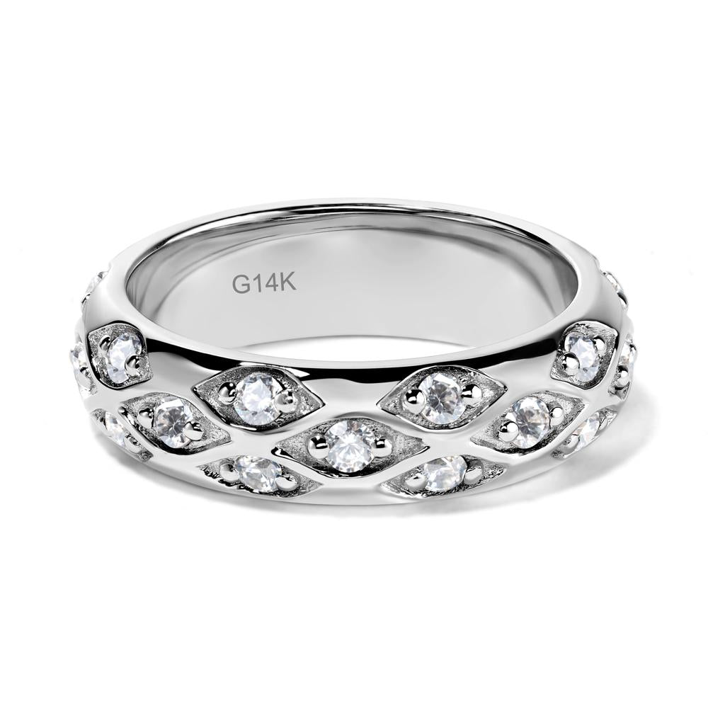 Cubic Zirconia Wide Band Eternity Ring - LUO Jewelry #metal_14k white gold