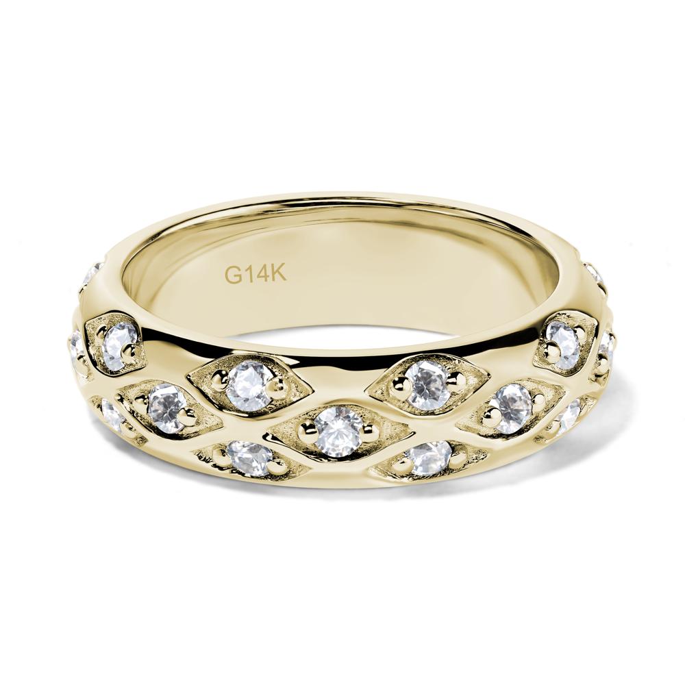 Cubic Zirconia Wide Band Eternity Ring - LUO Jewelry #metal_14k yellow gold