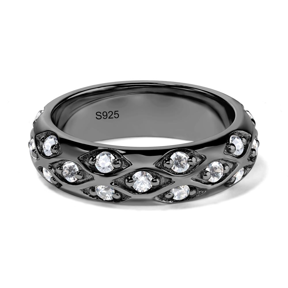 Cubic Zirconia Wide Band Eternity Ring - LUO Jewelry #metal_black finish sterling silver