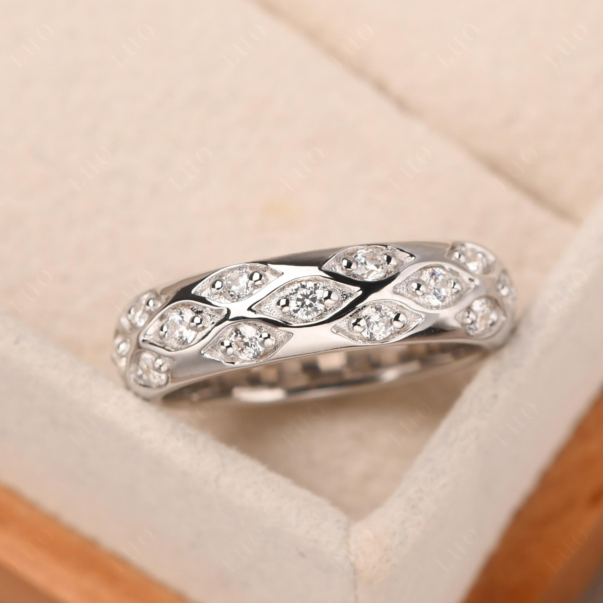 Cubic Zirconia Wide Band Eternity Ring - LUO Jewelry