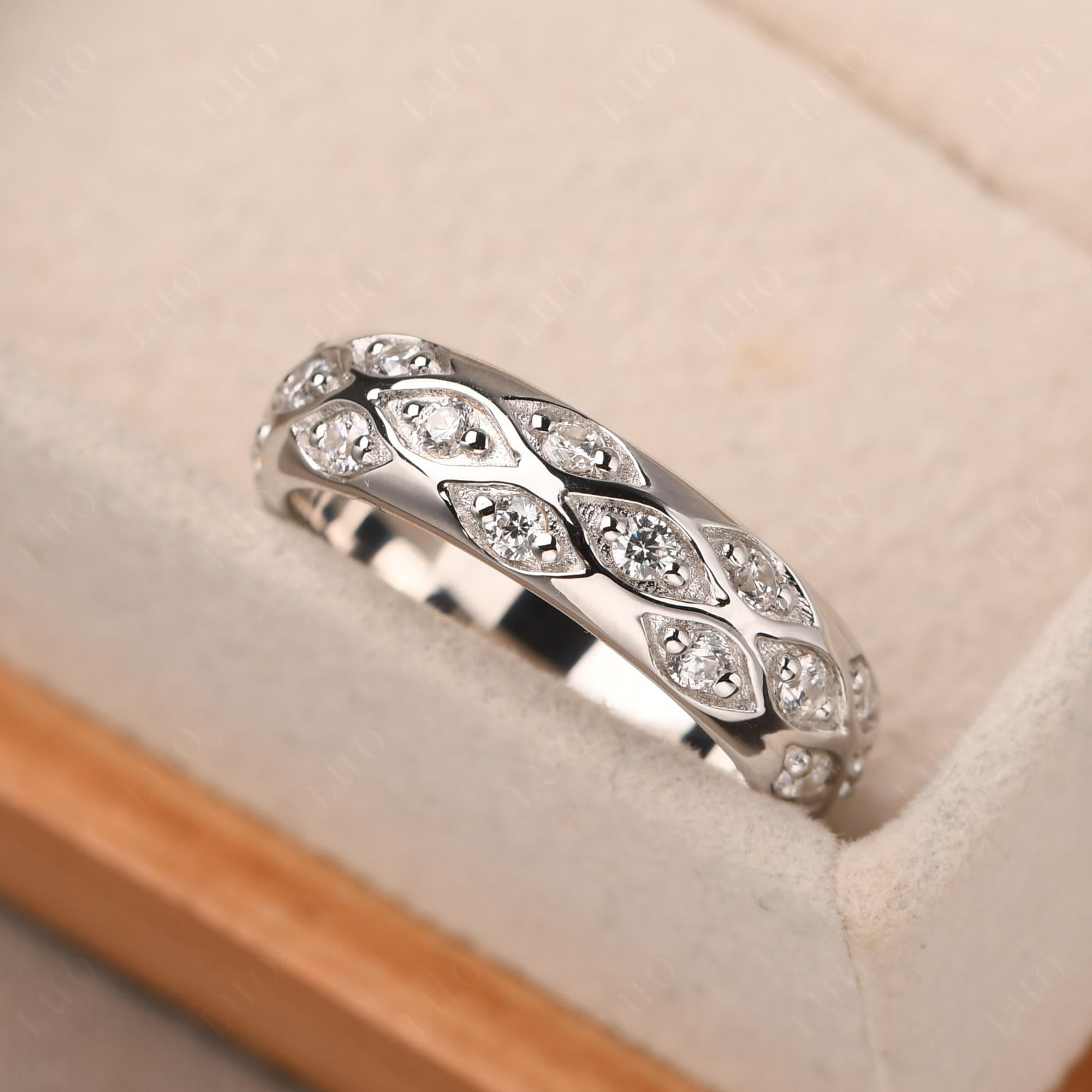 Cubic Zirconia Wide Band Eternity Ring - LUO Jewelry
