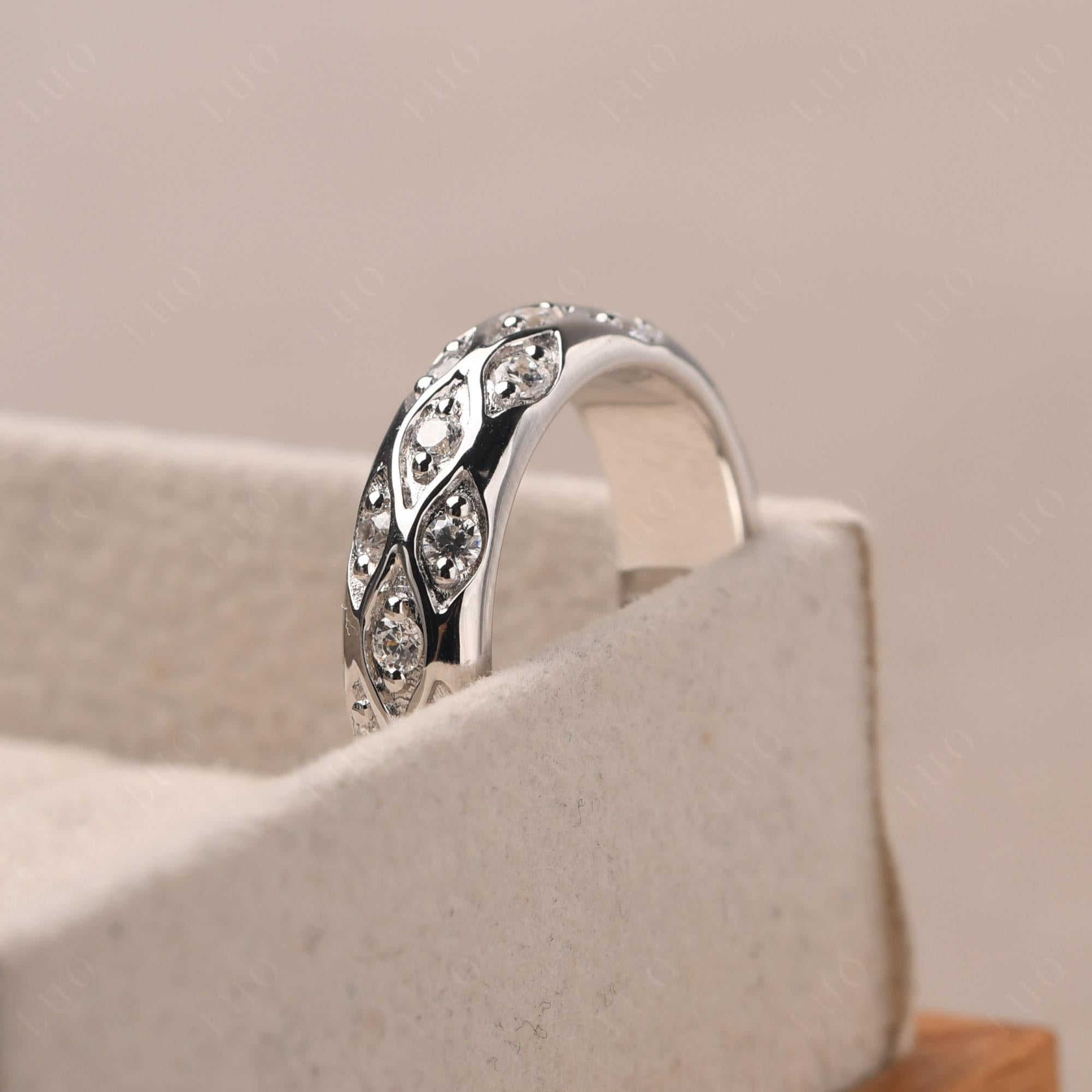 Cubic Zirconia Wide Band Eternity Ring - LUO Jewelry