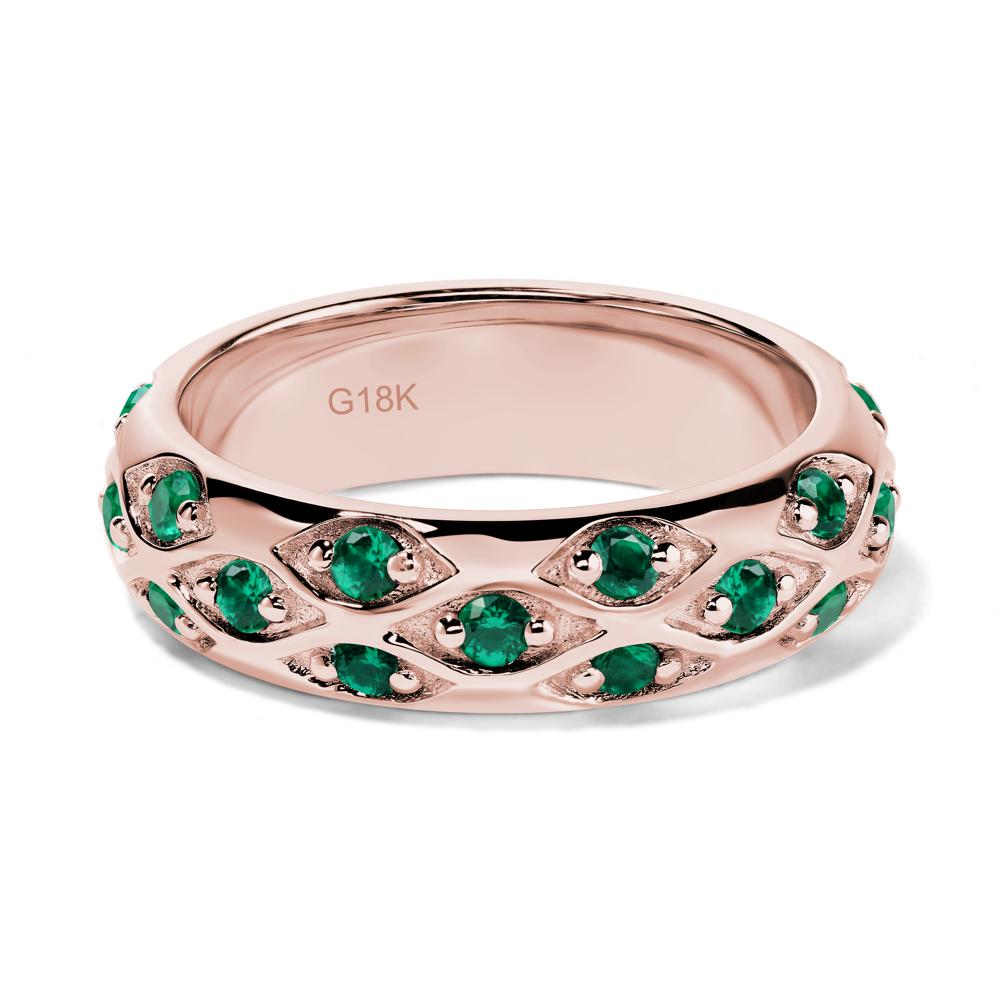 Lab Emerald Wide Band Eternity Ring - LUO Jewelry #metal_18k rose gold