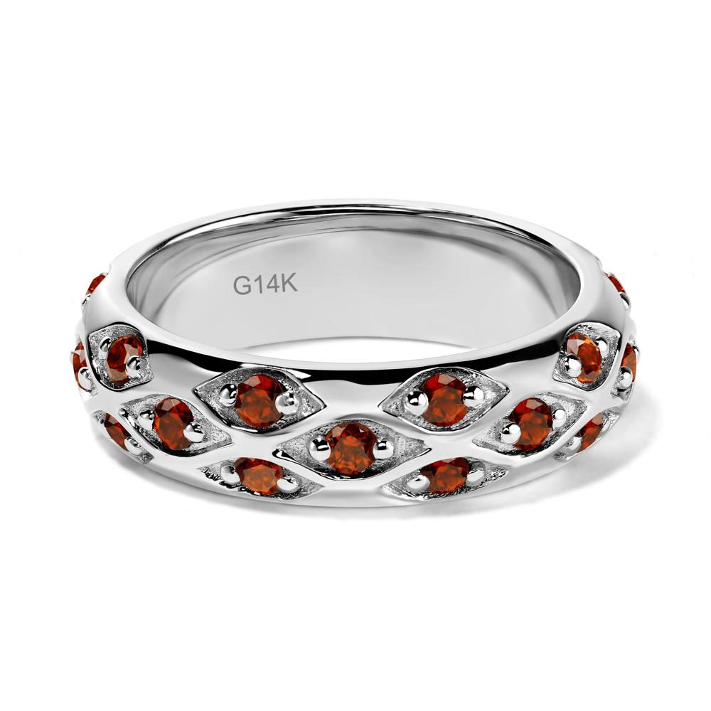 Garnet Wide Band Eternity Ring - LUO Jewelry #metal_14k white gold
