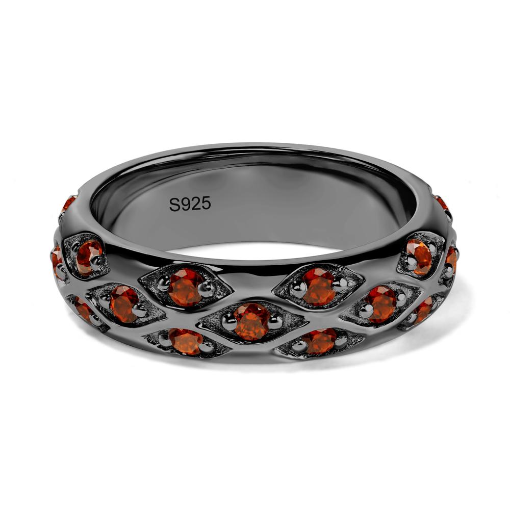 Garnet Wide Band Eternity Ring - LUO Jewelry #metal_black finish sterling silver