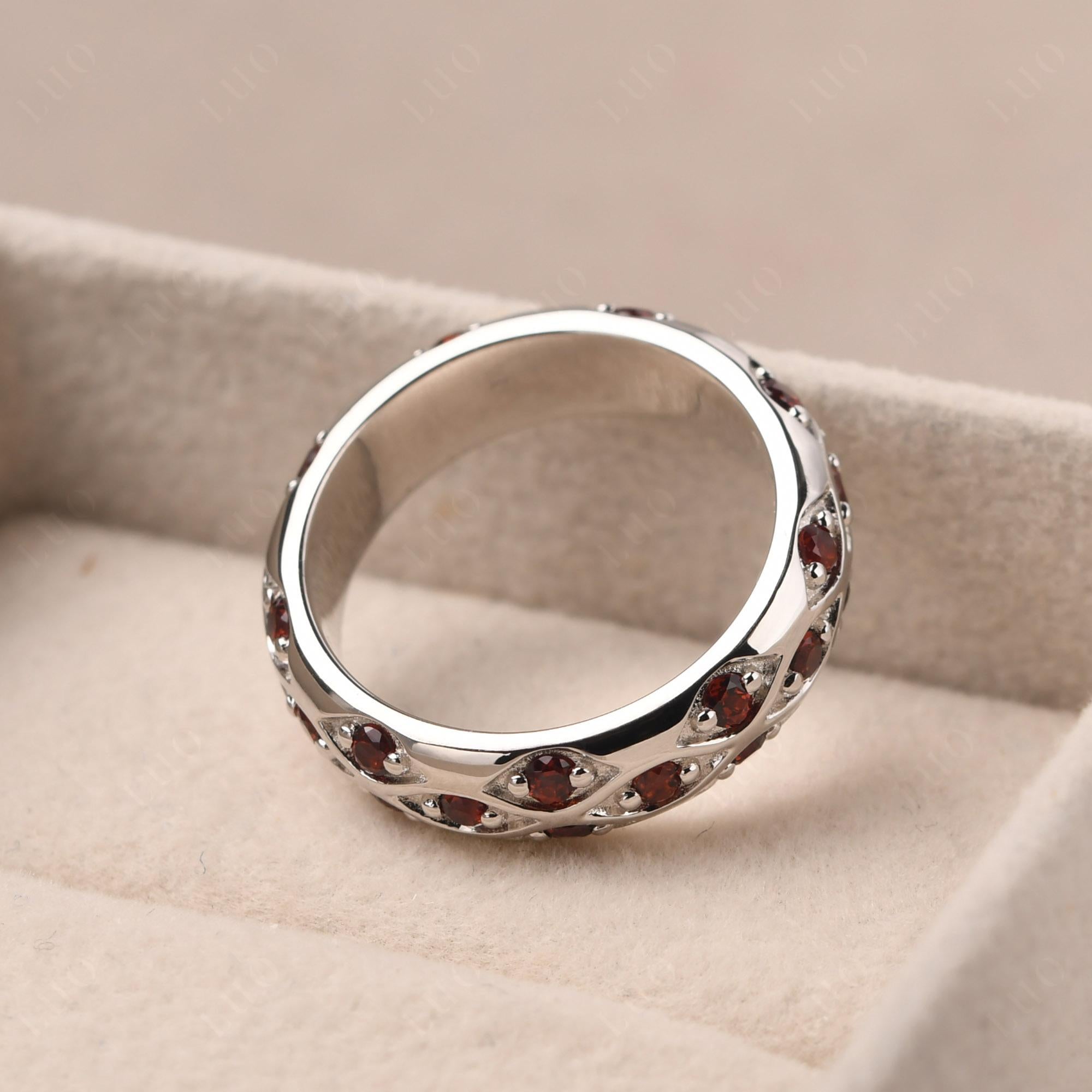 Garnet Wide Band Eternity Ring - LUO Jewelry