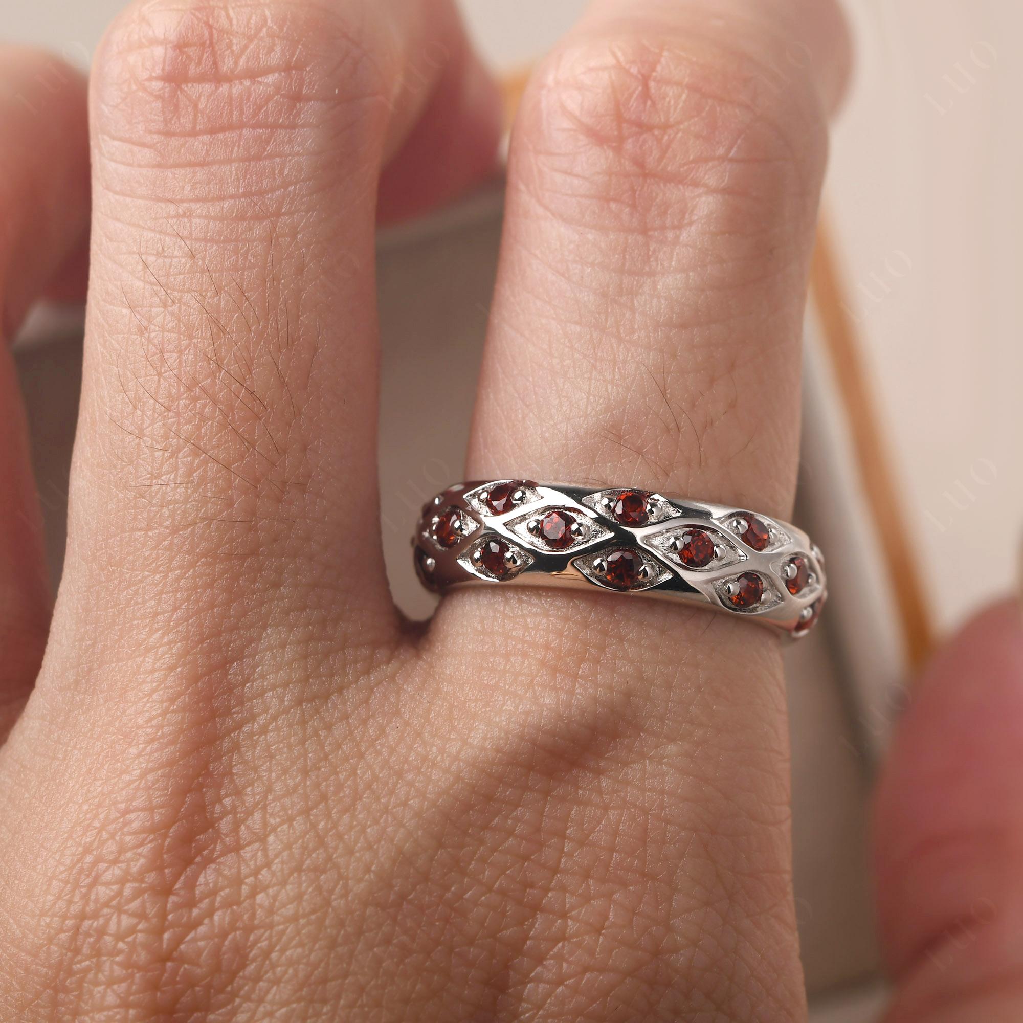 Garnet Wide Band Eternity Ring - LUO Jewelry