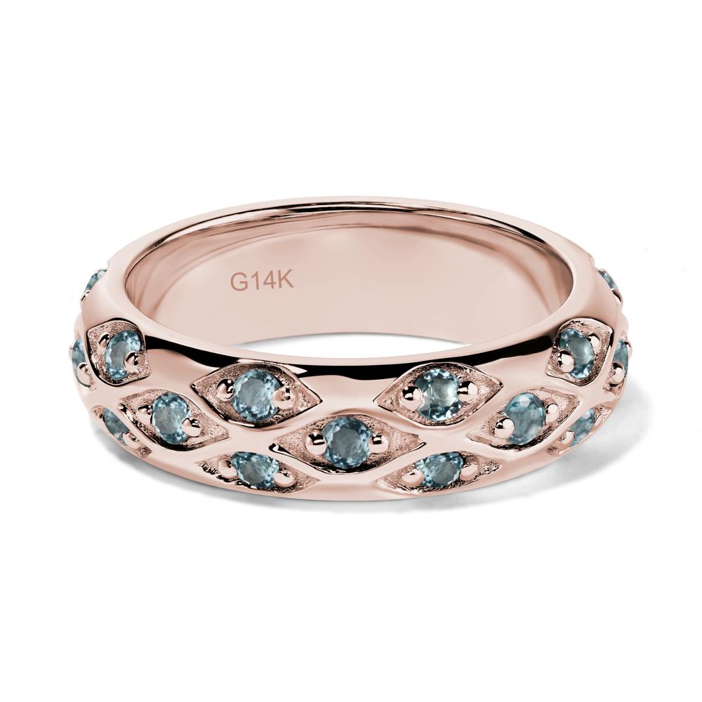 London Blue Topaz Wide Band Eternity Ring - LUO Jewelry #metal_14k rose gold