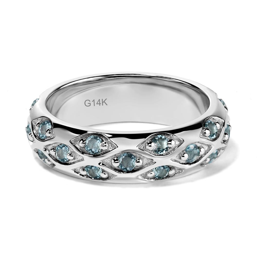 London Blue Topaz Wide Band Eternity Ring - LUO Jewelry #metal_14k white gold