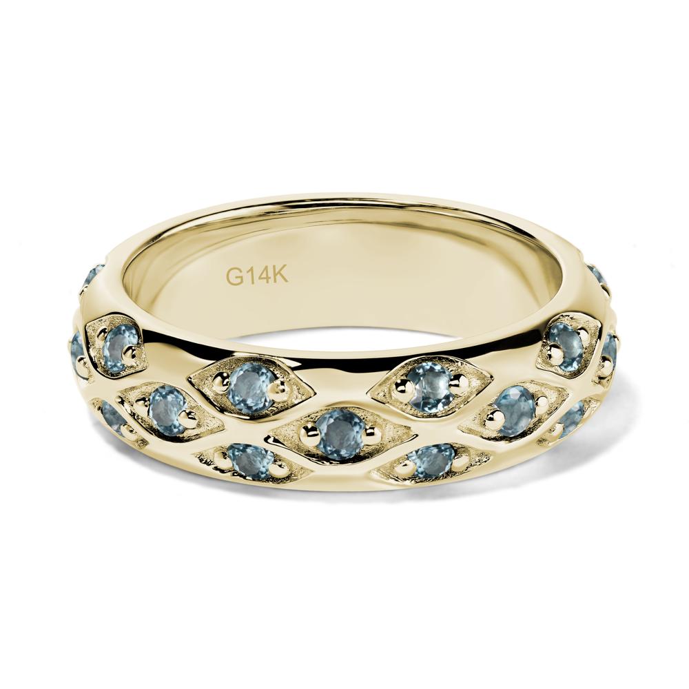 London Blue Topaz Wide Band Eternity Ring - LUO Jewelry #metal_14k yellow gold