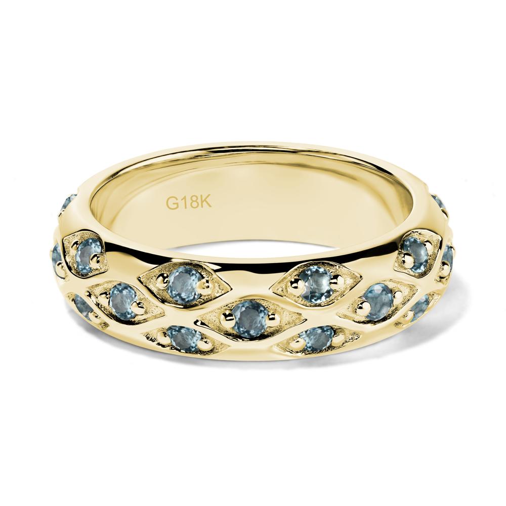 London Blue Topaz Wide Band Eternity Ring - LUO Jewelry #metal_18k yellow gold