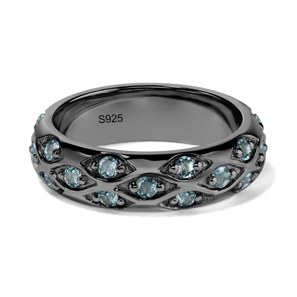 London Blue Topaz Wide Band Eternity Ring - LUO Jewelry #metal_black finish sterling silver