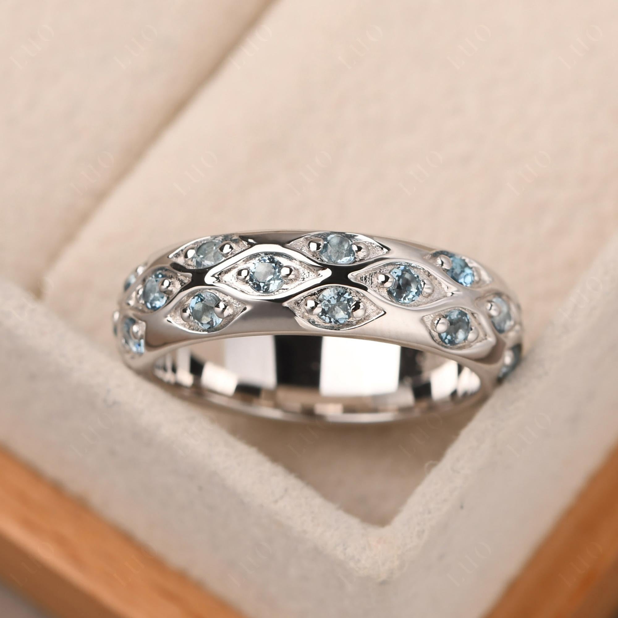 London Blue Topaz Wide Band Eternity Ring - LUO Jewelry