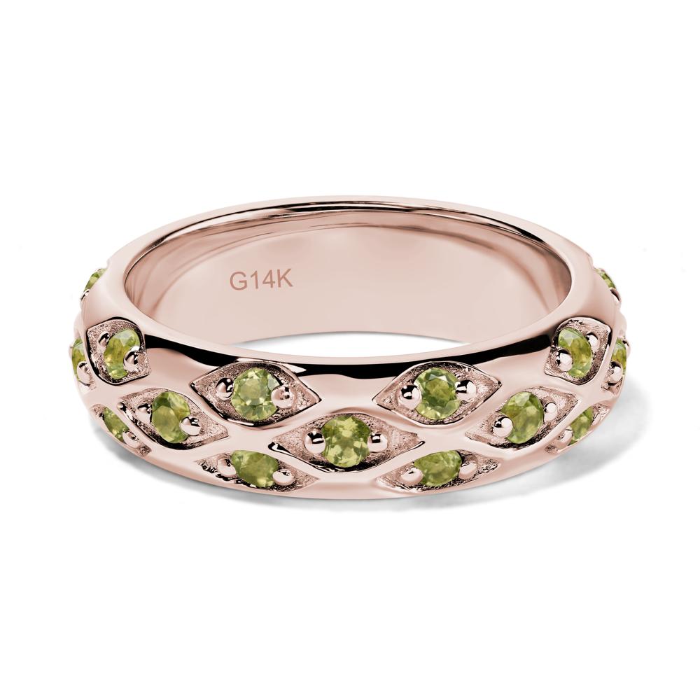 Peridot Wide Band Eternity Ring - LUO Jewelry #metal_14k rose gold