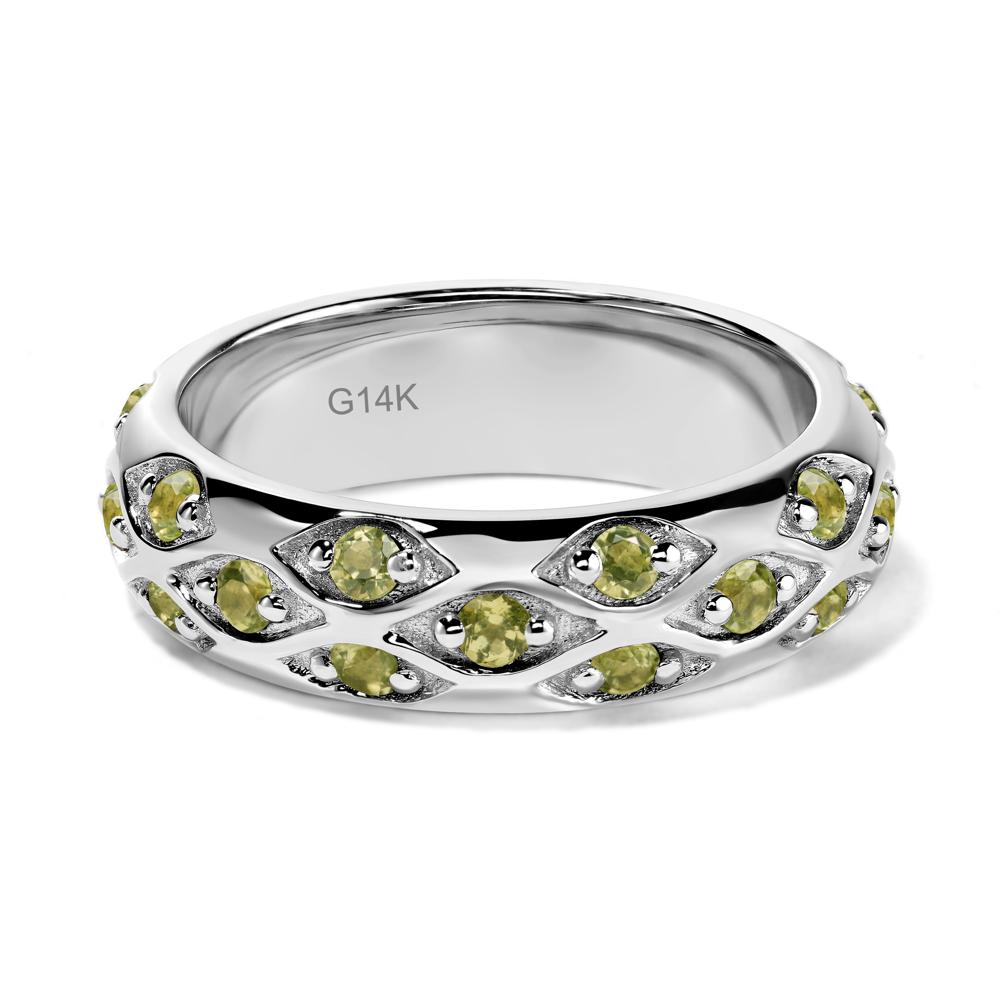Peridot Wide Band Eternity Ring - LUO Jewelry #metal_14k white gold
