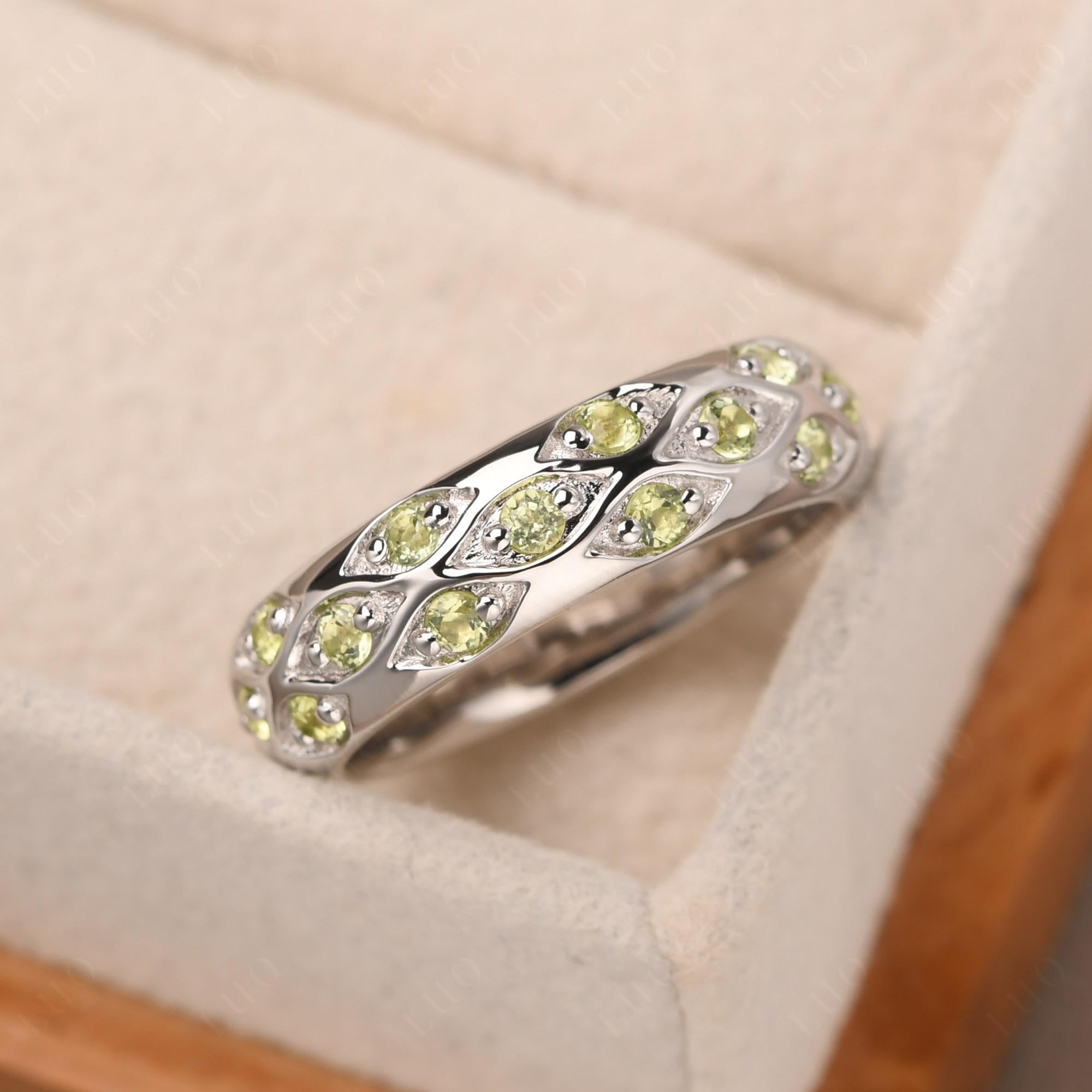 Peridot Wide Band Eternity Ring - LUO Jewelry