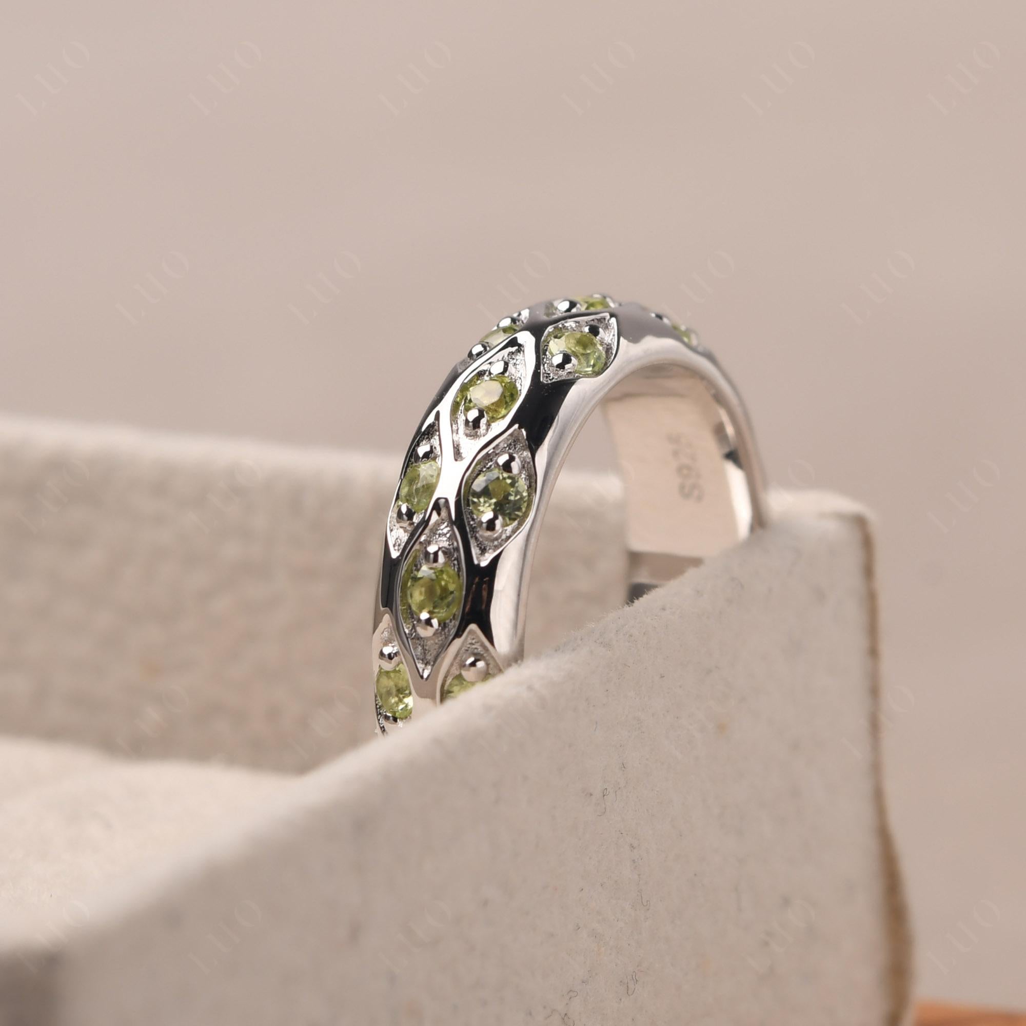 Peridot Wide Band Eternity Ring - LUO Jewelry