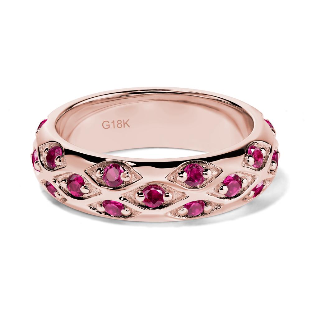 Lab Created Ruby Wide Band Eternity Ring - LUO Jewelry #metal_18k rose gold