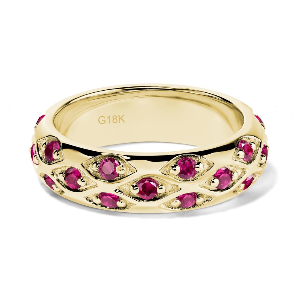Lab Created Ruby Wide Band Eternity Ring - LUO Jewelry #metal_18k yellow gold