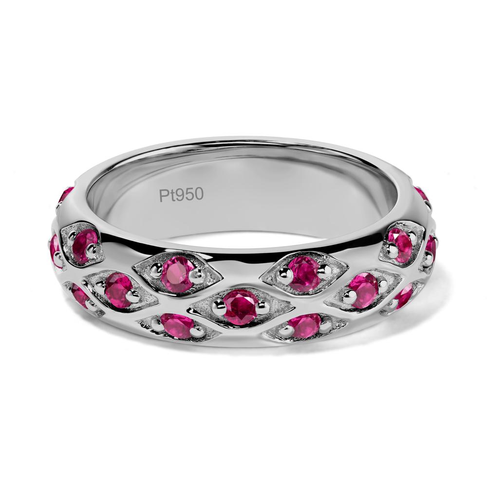Lab Created Ruby Wide Band Eternity Ring - LUO Jewelry #metal_platinum
