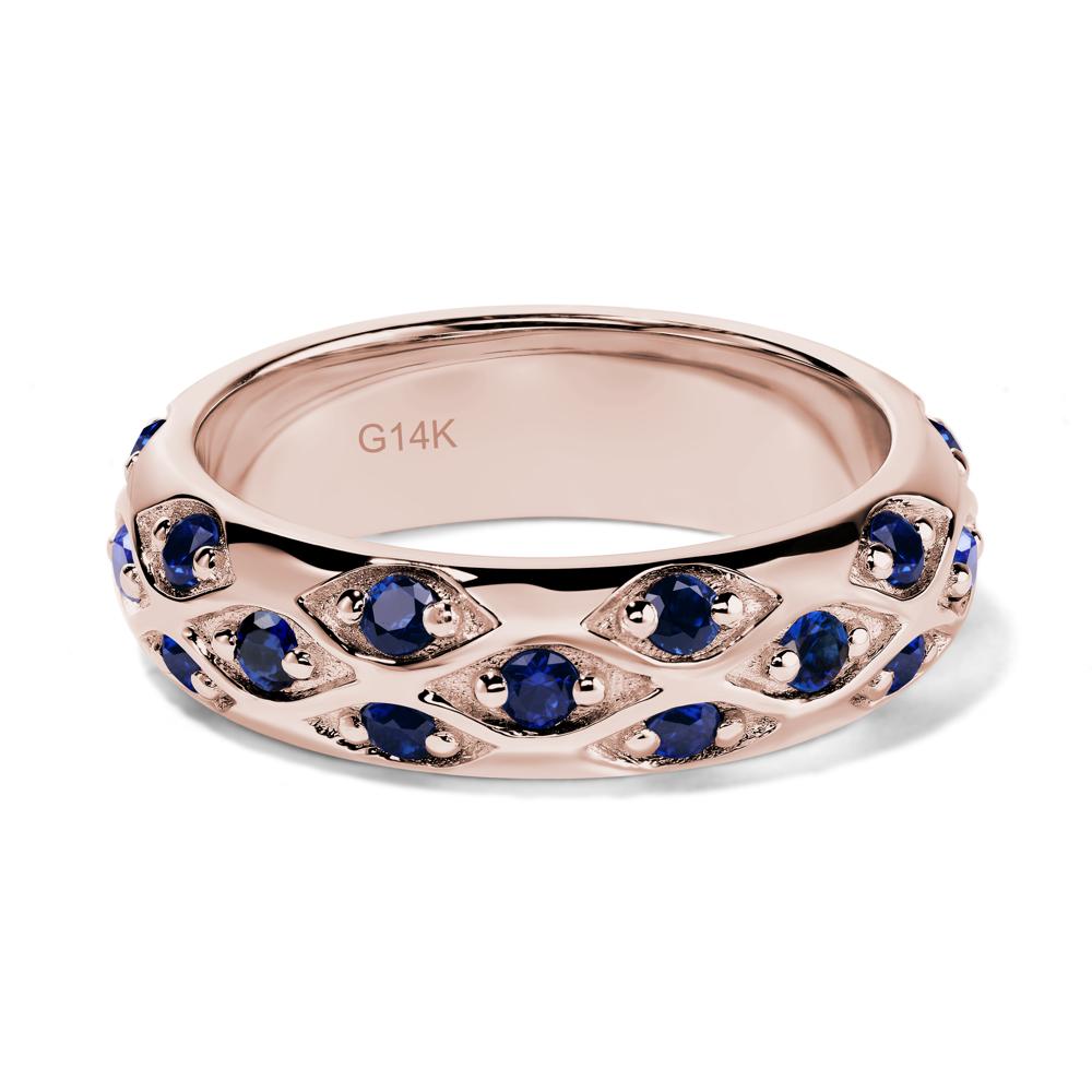 Lab Grown Sapphire Wide Band Eternity Ring - LUO Jewelry #metal_14k rose gold