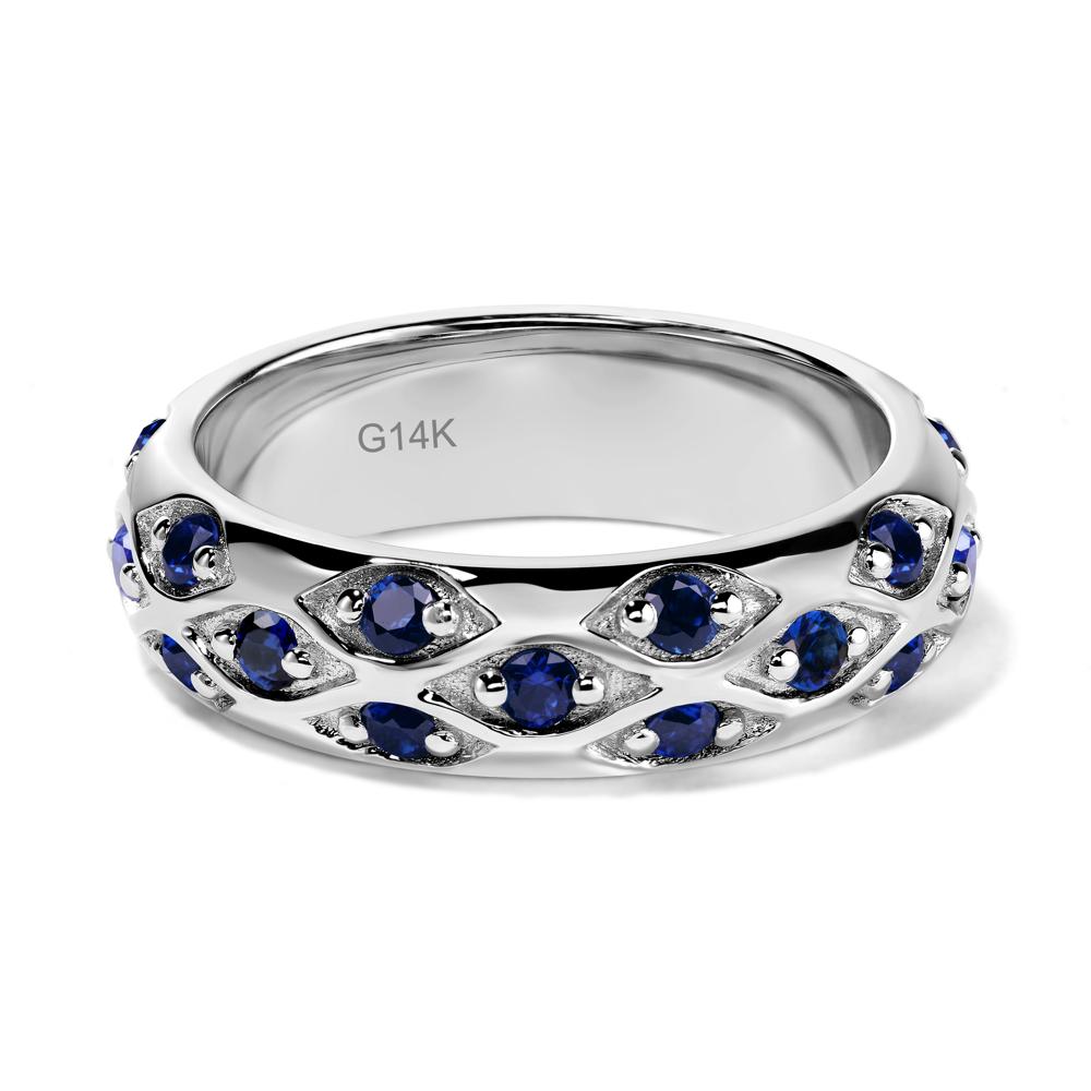 Lab Grown Sapphire Wide Band Eternity Ring - LUO Jewelry #metal_14k white gold