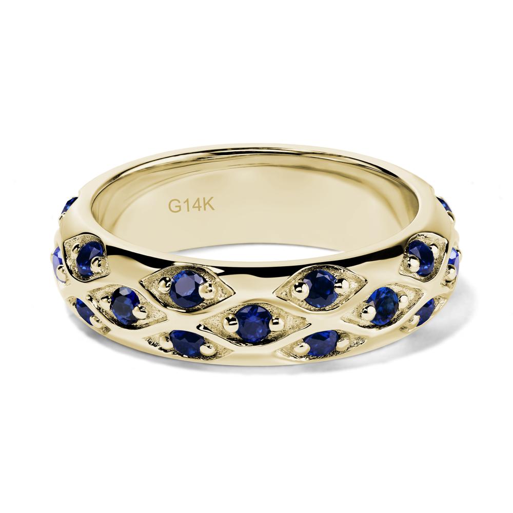 Lab Grown Sapphire Wide Band Eternity Ring - LUO Jewelry #metal_14k yellow gold
