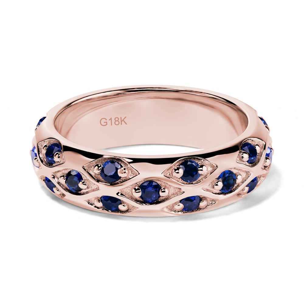 Lab Grown Sapphire Wide Band Eternity Ring - LUO Jewelry #metal_18k rose gold