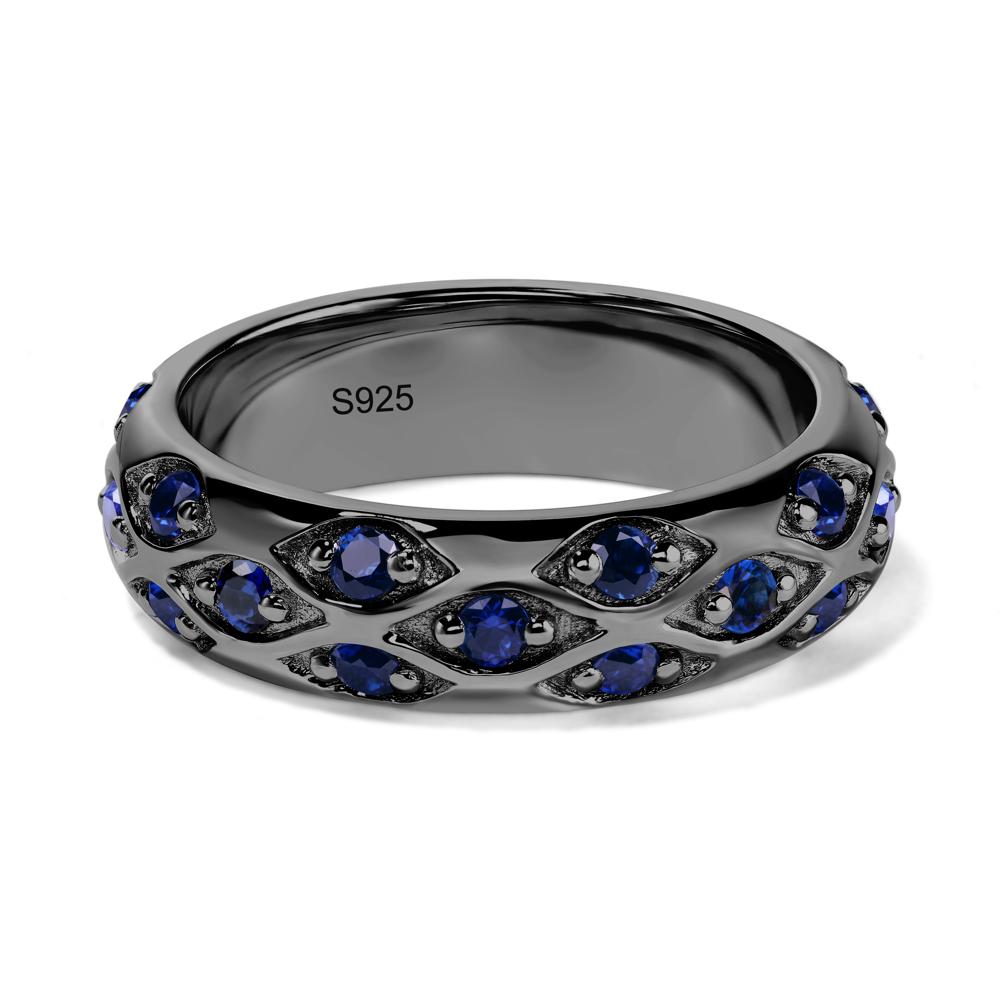 Lab Grown Sapphire Wide Band Eternity Ring - LUO Jewelry #metal_black finish sterling silver