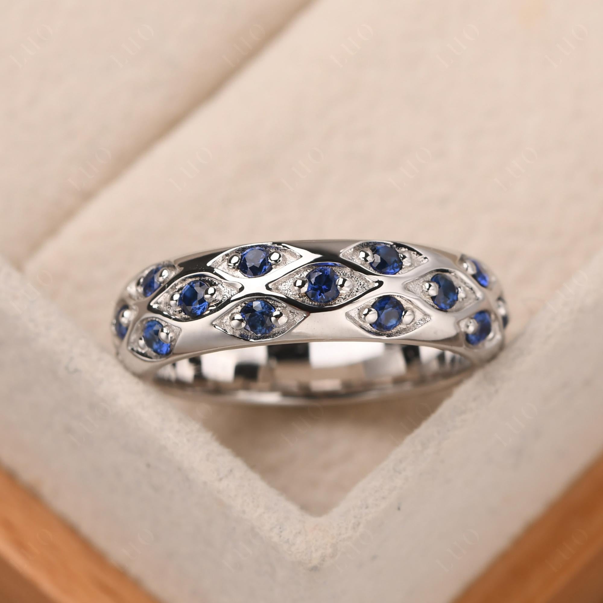 Lab Grown Sapphire Wide Band Eternity Ring - LUO Jewelry