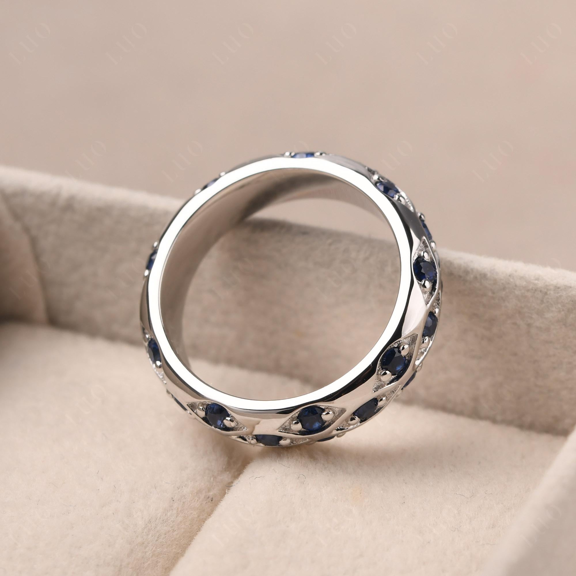 Lab Grown Sapphire Wide Band Eternity Ring - LUO Jewelry