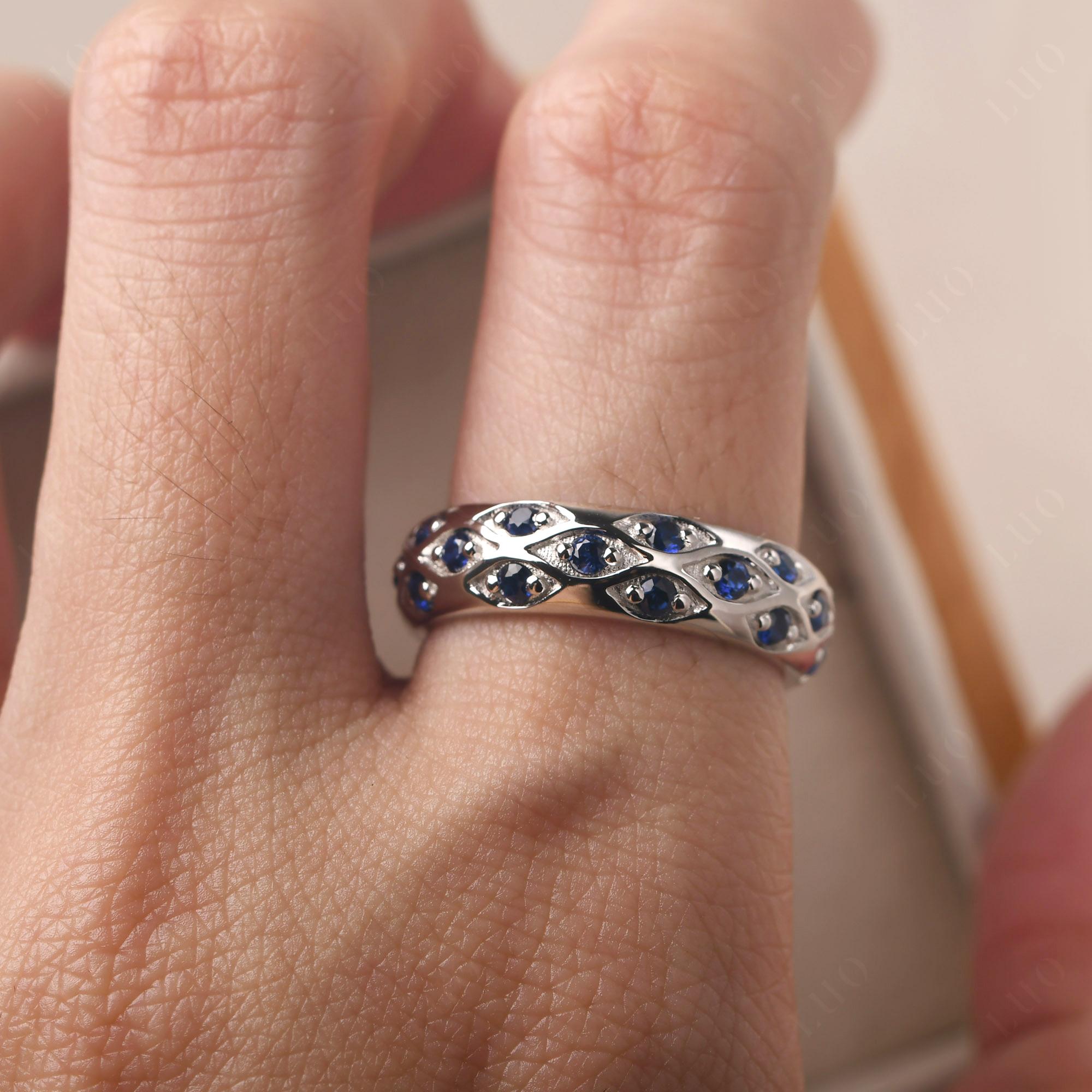 Lab Grown Sapphire Wide Band Eternity Ring - LUO Jewelry