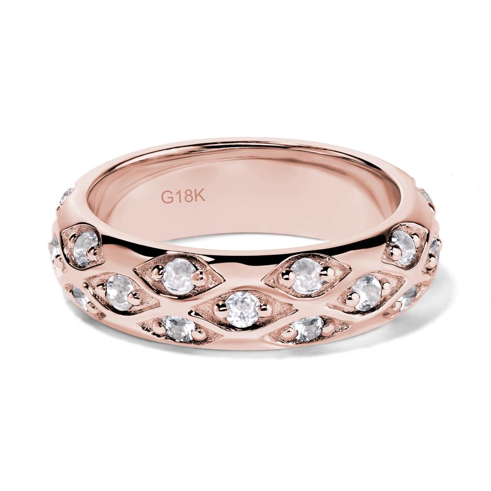 White Topaz Wide Band Eternity Ring - LUO Jewelry #metal_18k rose gold