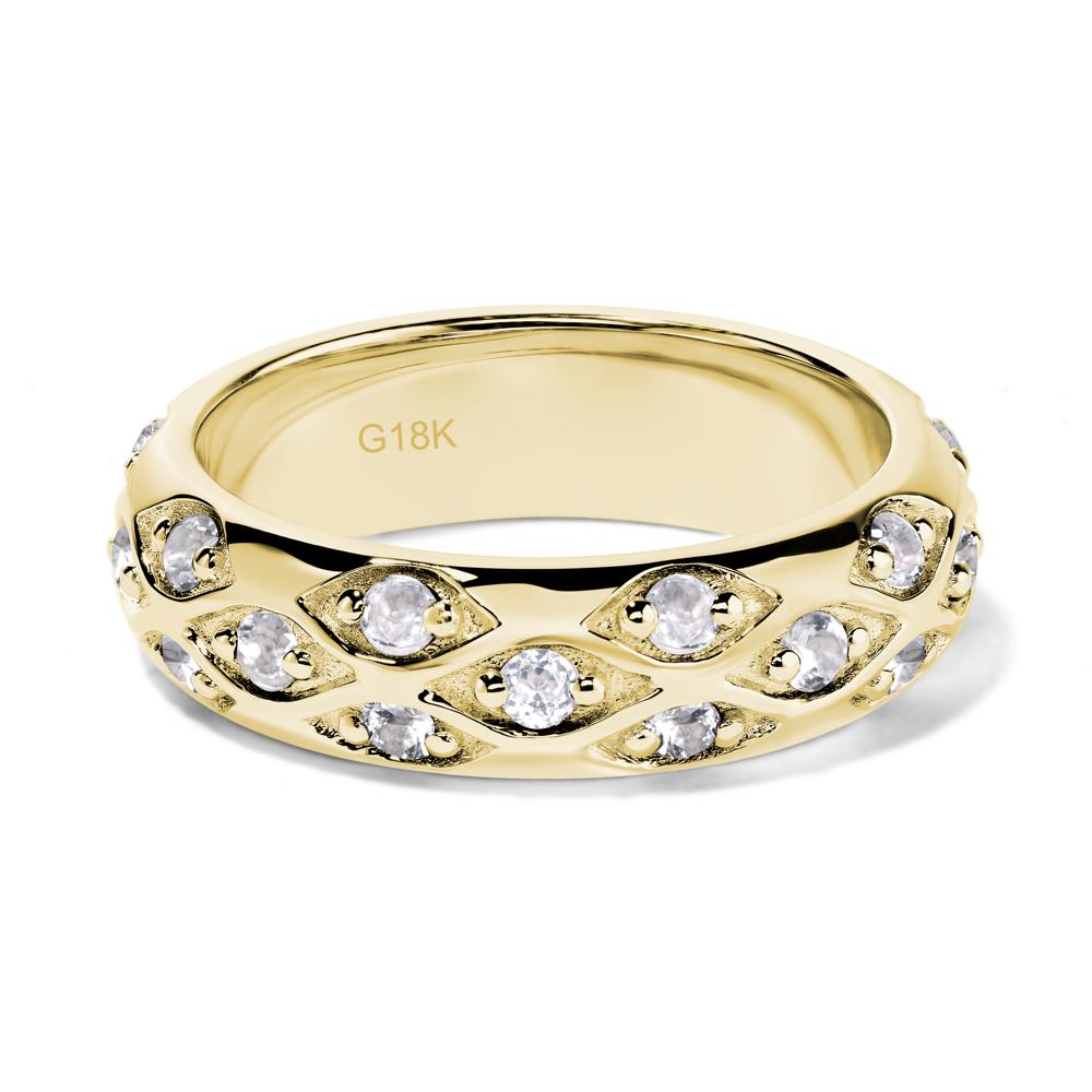 White Topaz Wide Band Eternity Ring - LUO Jewelry #metal_18k yellow gold