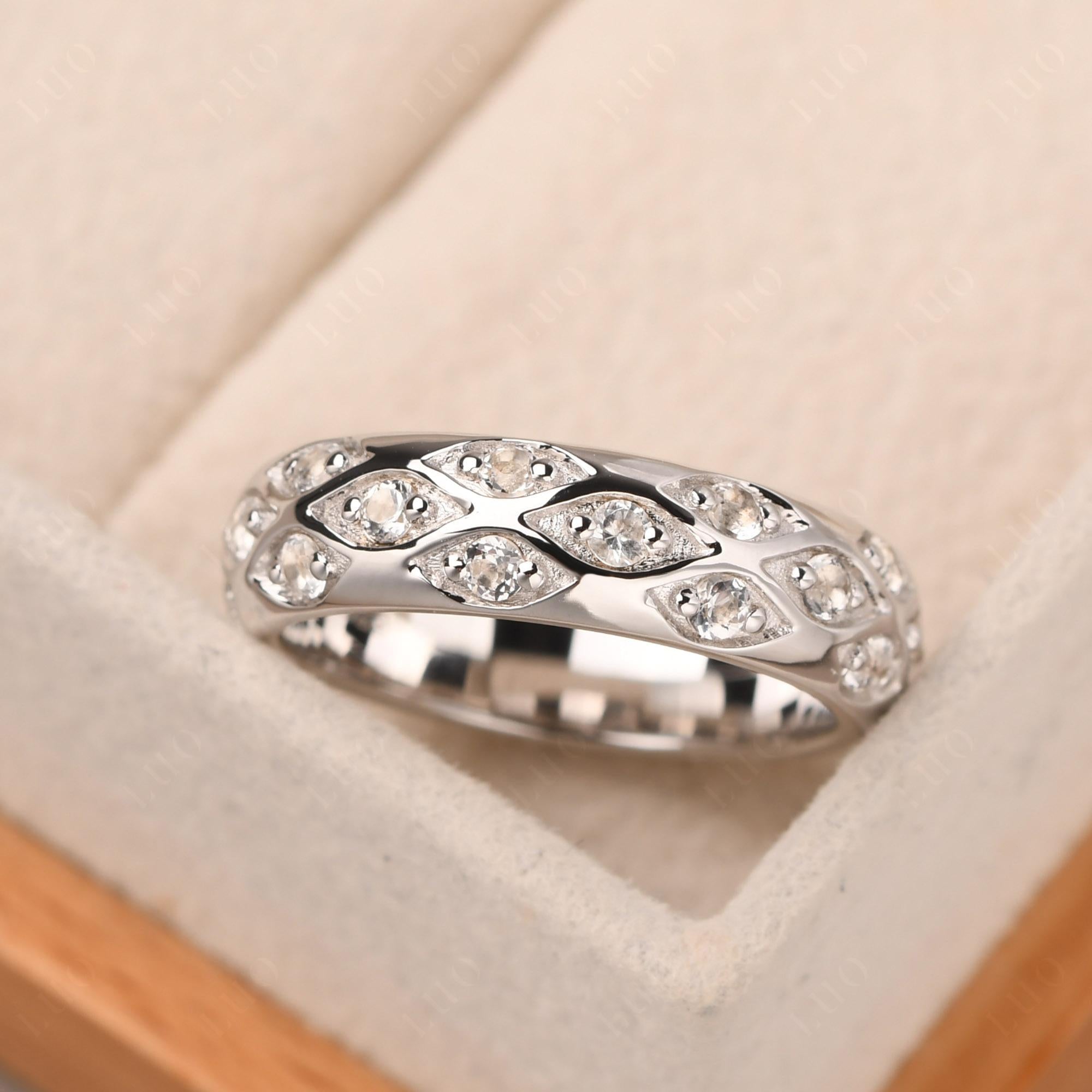 White Topaz Wide Band Eternity Ring - LUO Jewelry