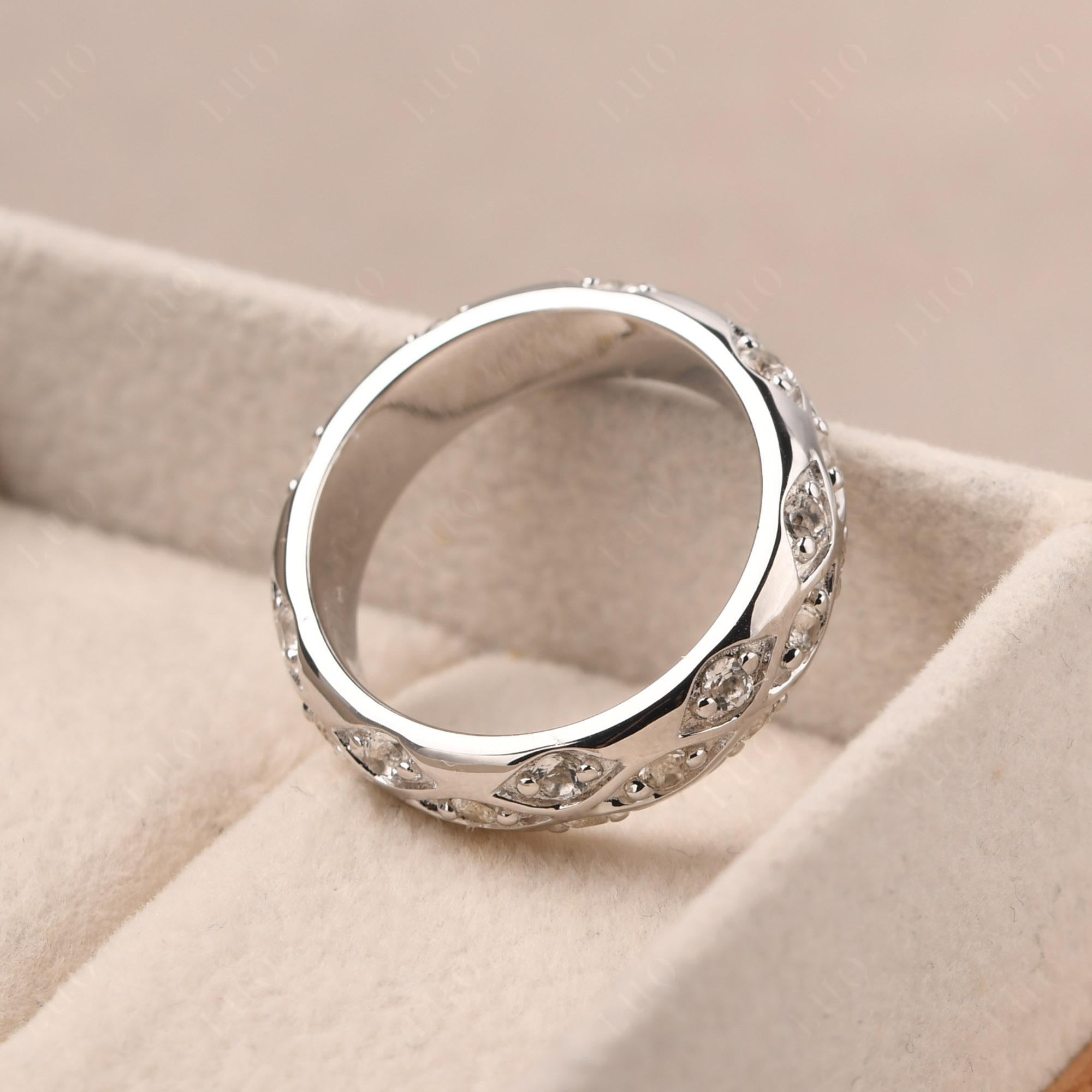 White Topaz Wide Band Eternity Ring - LUO Jewelry