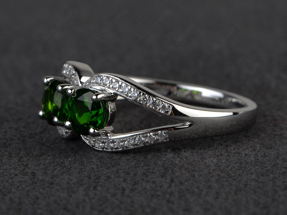 2 Stone Mothers Ring Diopside Ring Silver - LUO Jewelry