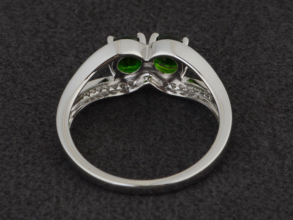 2 Stone Mothers Ring Diopside Ring Silver - LUO Jewelry