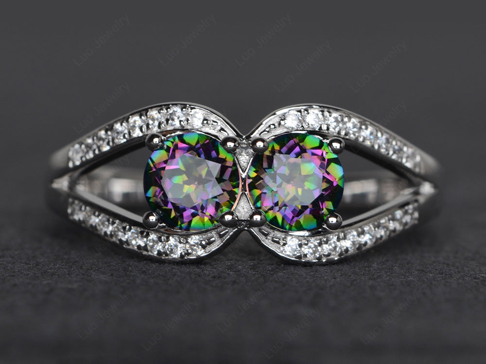 2 Stone Mothers Ring Mystic Topaz Ring Silver - LUO Jewelry